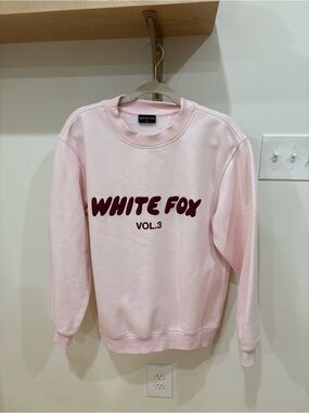 Pink White Fox Crewneck Sweater